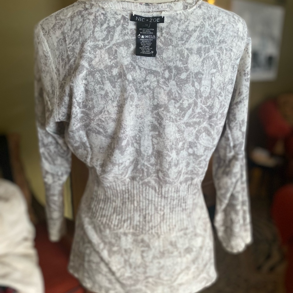EUC NIC+ZOE reversible button down cardigan sweater-Black/coral/peach/white/gray - Picture 12 of 12